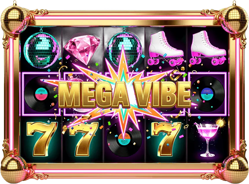 Disco Diamonds slot reels showing a Mega Vibe win